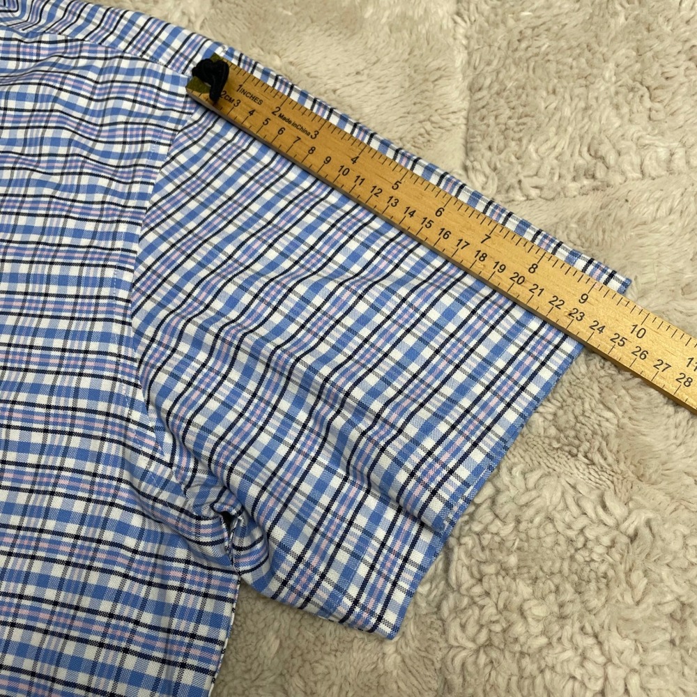 Brooks Brothers 1818 Mens Regular Fit Non-Iron Stretch Check Shirt Blue Pink L - Picture 8 of 10